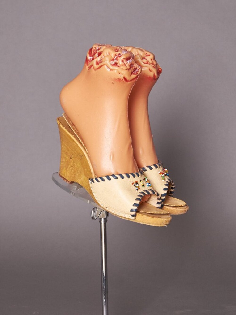 1950s Beaded Wedges Open Toe Heels By Joella